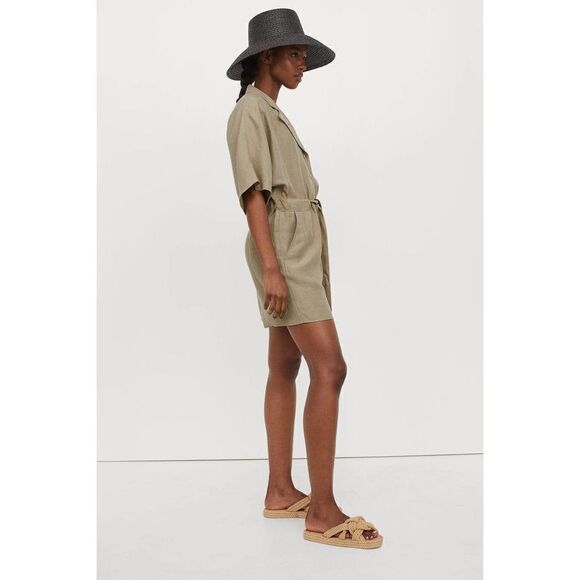 Linen Blend Jumpsuit Romper New Medium - Picture 3 of 4